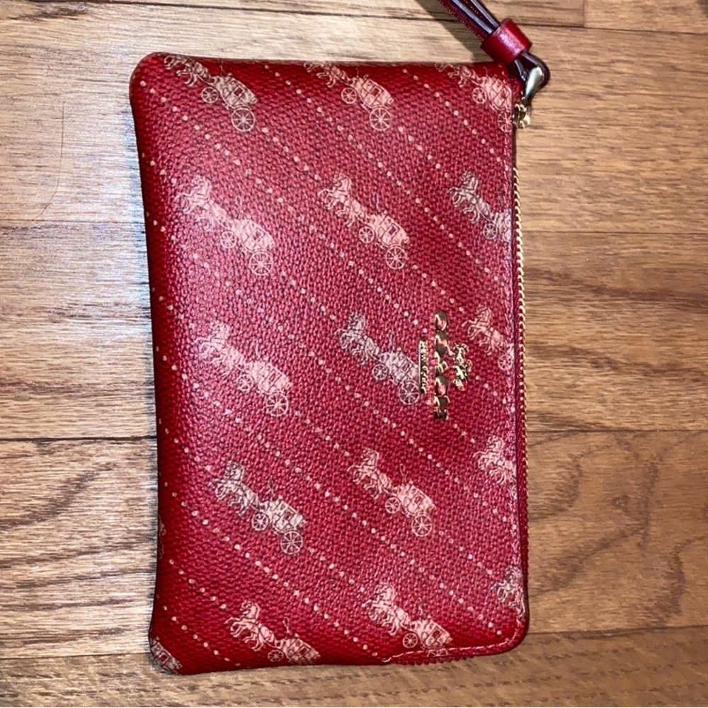 Red leather coach wristlet